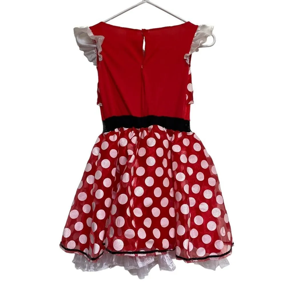 Disney Minnie Mouse Polka Dot Dress and Matching Sequined Mouse Ears L (10-12)